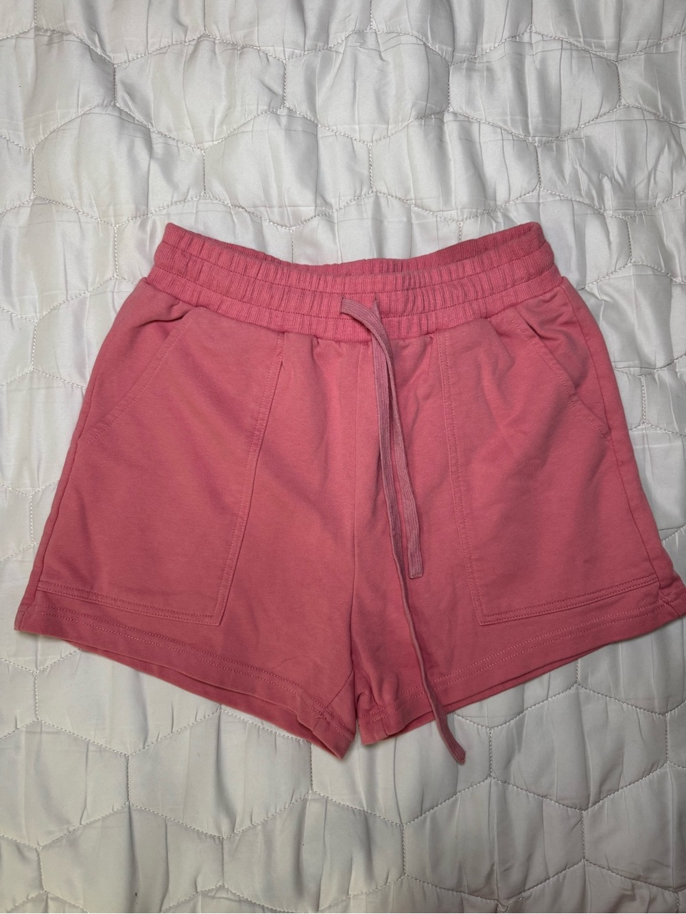 Merokeety Women's Rose Pink Athletic Drawstring Shorts with Pockets Small